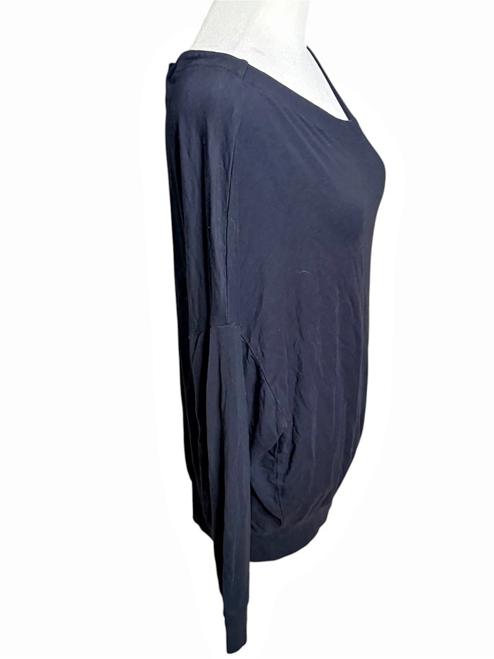 Cabi Long Sleeve Asymmetrical V Neck Top in Black Size Medium - Picture 3 of 6